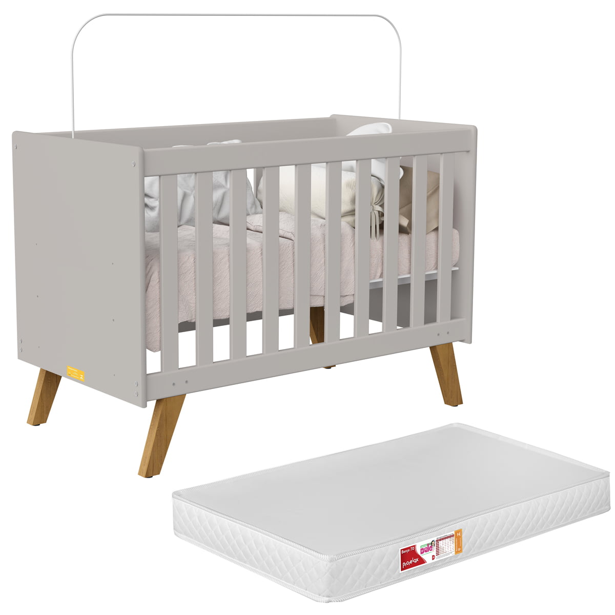 Berço Americano mini cama Infantil Retrô Areia Ayla Kids 2 em 1 com Colchão