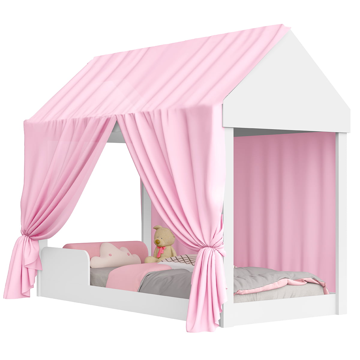 Cama De Criança Montessoriana Solteiro Com Colchão Pink Ploc