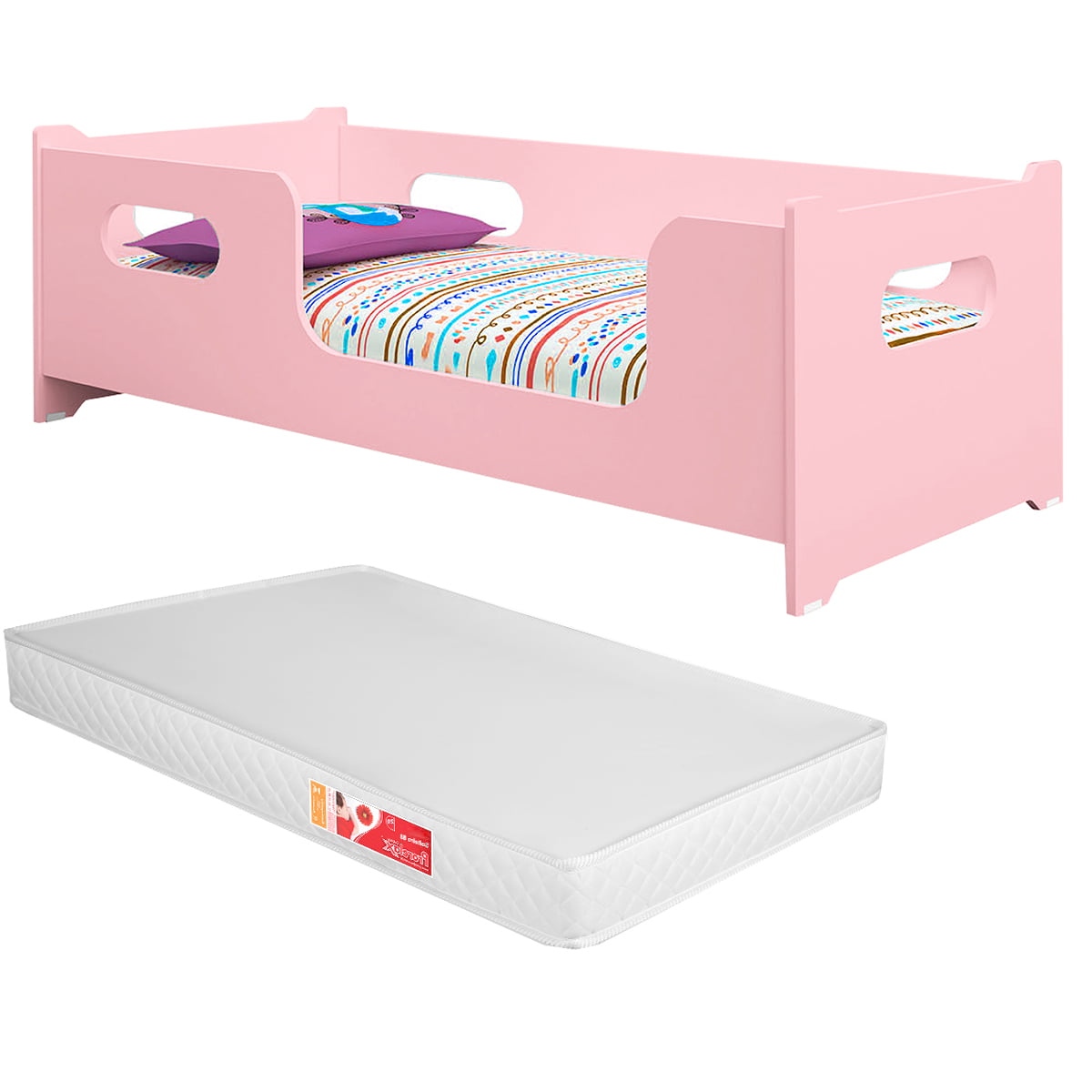 Mini cama Infantil Juvenil Montessoriana Bela Rosa acompanha Colchão