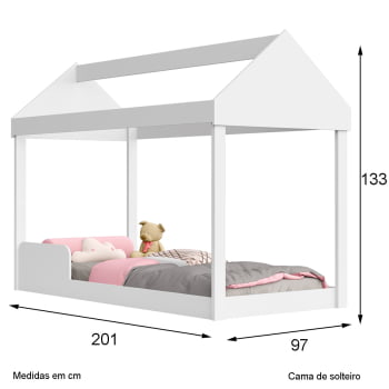 Cama Infantil Solteiro Menina Menino Montessoriana Branco Sem Voal Com Colchão 