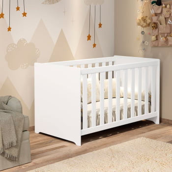 Berço Americano Infantil Baby Kids Branco com Colchão