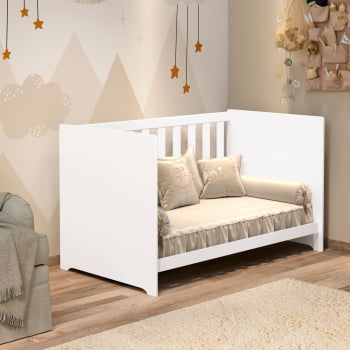 Berço Americano Infantil Baby Kids Branco com Colchão