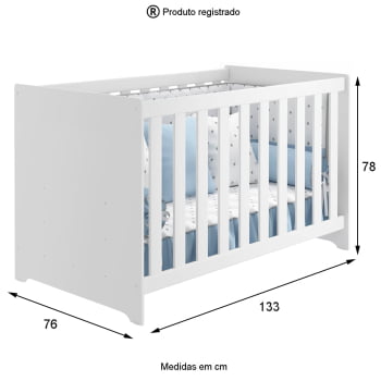 Berço Americano Infantil Baby Kids Branco com Colchão