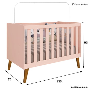 Berço Americano mini cama Infantil Retrô Rosa Ayla Kids 2 em 1 com Colchão