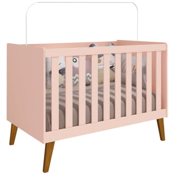 Berço Americano mini cama Infantil Retrô Rosa Ayla Kids 2 em 1 com Colchão