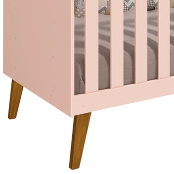 Berço Americano mini cama Infantil Retrô Rosa Ayla Kids 2 em 1 com Colchão