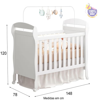 Berço Americano Mini Cama Provençal Retrô Dany Bela Branco Com Colchão