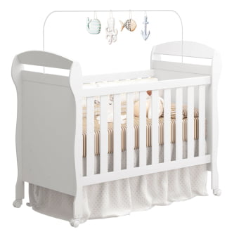 Berço Americano Mini Cama Provençal Retrô Dany Bela Branco Com Colchão