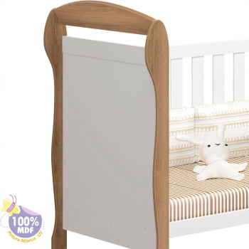 Berço Americano Mini Cama Provençal Retrô Dany Bela Branco/Savana Com COlchão