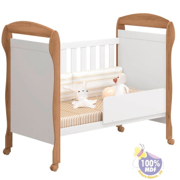 Berço Americano Mini Cama Provençal Retrô Dany Bela Branco/Savana Com COlchão