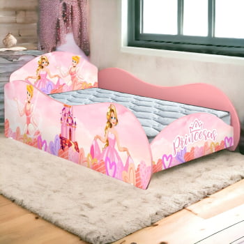 Cama Juvenil Infantil Criança Princesas Encantada Castelo Montessoriana Menina Rosa colchão