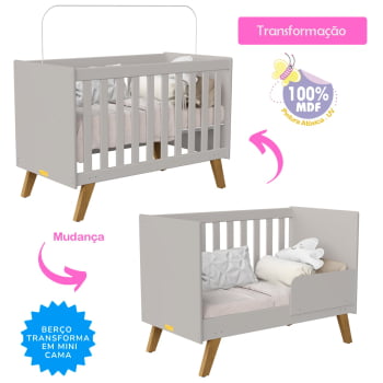 Berço Americano mini cama Infantil Retrô Areia Ayla Com Trocador Kids 2 em 1 com Colchão 