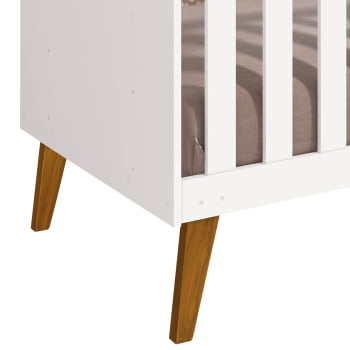 Berço Americano mini cama Infantil Retrô Branco Ayla com Trocador Kids 2 em 1 com Colchão