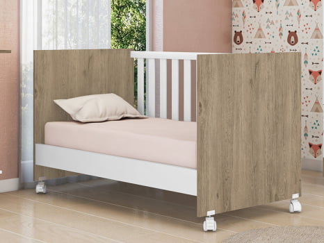 Berço Americano Multifuncional Mini Cama Carvalho com Branco Bela