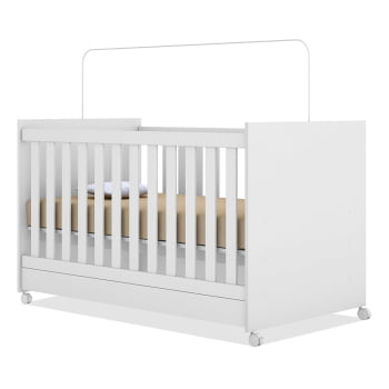 Berço Americano Bebe Infantil Multifuncional Mini Cama Branco Bela com Colchão