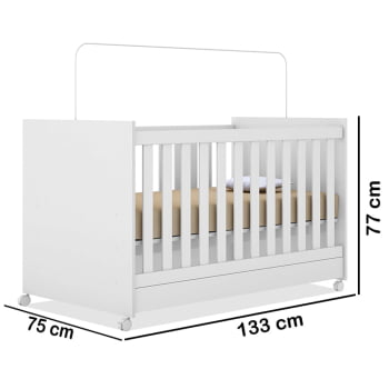 Berço Americano Bebe Infantil Multifuncional Mini Cama Branco Bela com Colchão