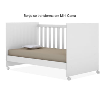 Berço Americano Bebe Infantil Multifuncional Mini Cama Branco Bela com Colchão