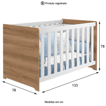 Berço Americano Infantil Baby Kids Branco com Castanho