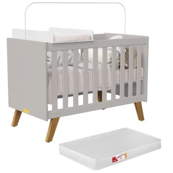 Berço Americano mini cama Infantil Retrô Areia Ayla Com Trocador Kids 2 em 1 com Colchão 