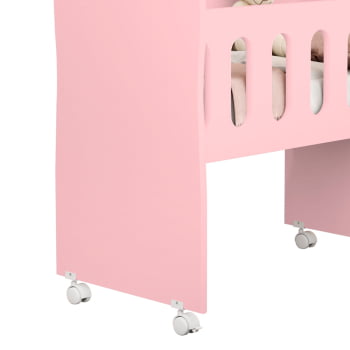 Berço Bedsid Mini Berço 2 X 1 Com Colchão Brinde Para Bebê Rosa