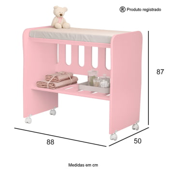 Berço Bedsid Mini Berço 2 X 1 Com Colchão Brinde Para Bebê Rosa