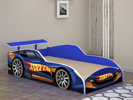 Jogo De Quarto Carro Azul Infantil Stock Car Bebe Solteiro Menino