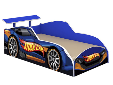 Cama Juvenil Infantil Criança Carro Corrida Stock car Azul