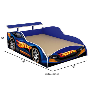 Cama e Cômoda Solteiro Stock Car Azul 