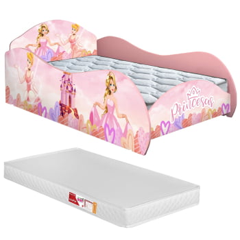 Cama Juvenil Infantil Criança Princesas Encantada Castelo Montessoriana Menina Rosa colchão