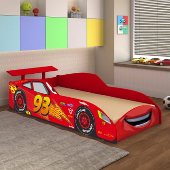 Cama E Guarda Roupa Infantil Carro Stock Car Azul - Móveis Bela