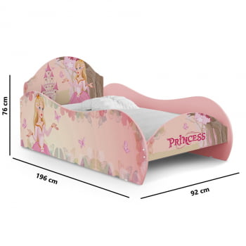 Cama Solteiro Infantil Princesa Encantada Rosa - Móveis Bela 