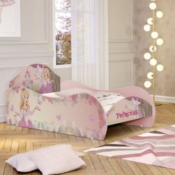 Cama Solteiro Infantil Princesa Encantada Rosa - Móveis Bela 