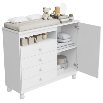 Cômoda Sapateira Baby Bela Com Colchão Trocador Impermeável Branco 