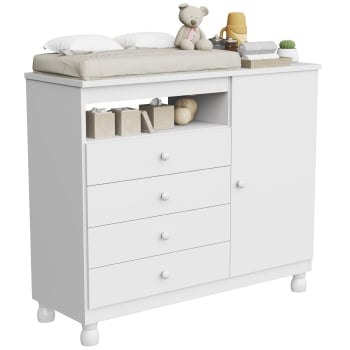 Cômoda Sapateira Baby Bela Com Colchão Trocador Impermeável Branco 