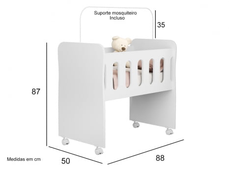 Berço Bedsid Mini Berço 2 X 1 Com Colchão Brinde Para Bebê Branco