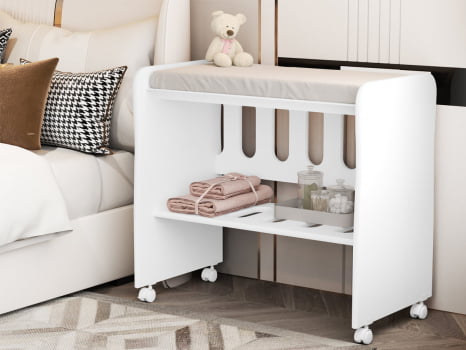 Berço Bedsid Mini Berço 2 X 1 Com Colchão Brinde Para Bebê Branco