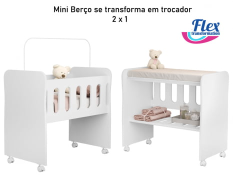 Berço Bedsid Mini Berço 2 X 1 Com Colchão Brinde Para Bebê Branco