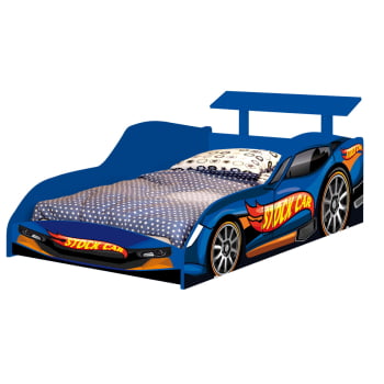 Jogo Completo Quarto Infantil Carro Stock Car Menino Corrida Azul Colchão Incluso 100% MDF