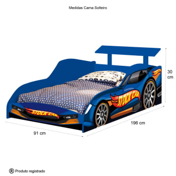 Jogo Completo Quarto Infantil Carro Stock Car Menino Corrida Azul Colchão Incluso 100% MDF