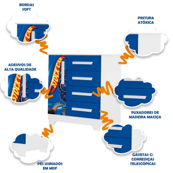 Jogo Completo Quarto Infantil Carro Stock Car Menino Corrida Azul Colchão Incluso 100% MDF