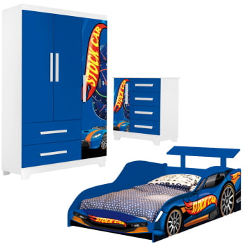 Jogo De Quarto Infantil Carro Stock Car Azul