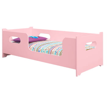 Cama criança montessoriana baixa grade mini cama infantil Juvenil casinha quarto infantil menina 100% MDF Rosa