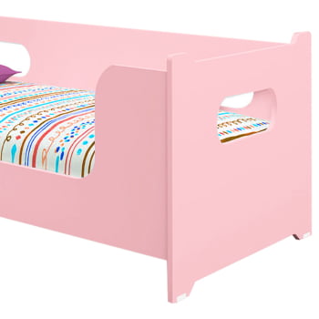 Cama criança montessoriana baixa grade mini cama infantil Juvenil casinha quarto infantil menina 100% MDF Rosa