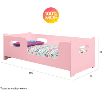 Cama criança montessoriana baixa grade mini cama infantil Juvenil casinha quarto infantil menina 100% MDF Rosa