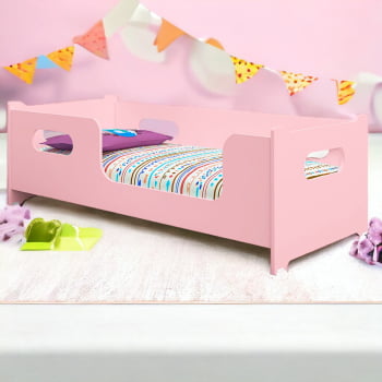 Cama criança montessoriana baixa grade mini cama infantil Juvenil casinha quarto infantil menina 100% MDF Rosa