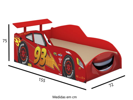 Cama Juvenil Infantil Criança Quarto Carro Corrida Mc Veloz Vermelho